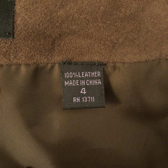 Vintage 90s M Suede Boho Midi Leather Skirt Brown - Picture 9 of 9